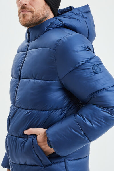 Doudoune zippée à capuche bleu roi homme