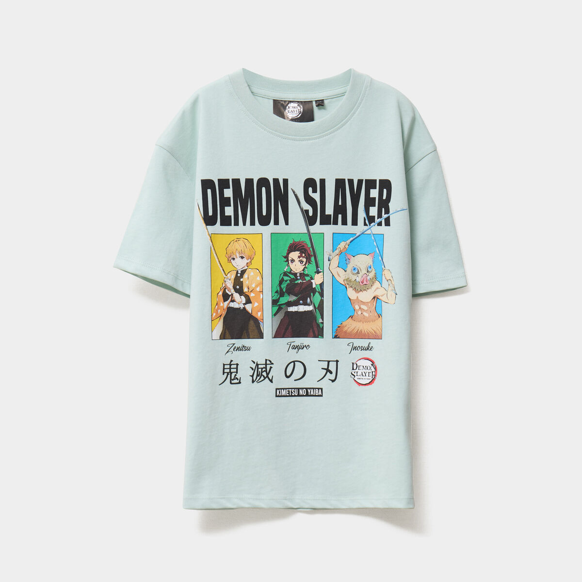 T-shirt manches courtes Demon Slayer vert pastel garçon