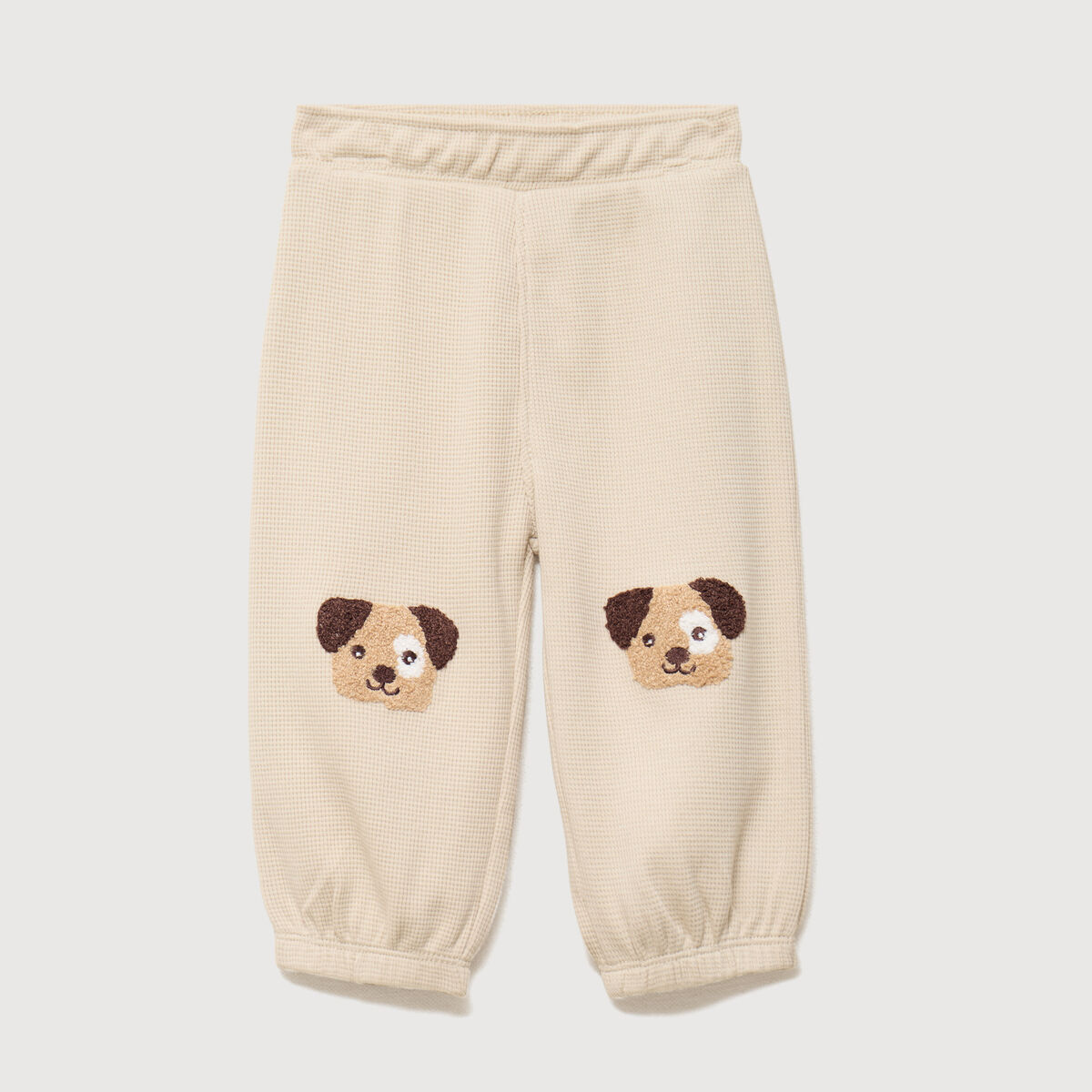 Pantalon de jogging patchs genoux coton sable b&eacute;b&eacute; gar&ccedil;on