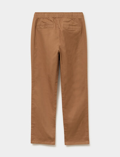 Pantalon chino droit taille ajustable marron gar&ccedil;on