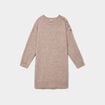 Robe pull oversize boutons &eacute;paule genou sable femme grande taille