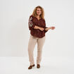 Blouse manches brodées col tunisien marron femme grande taille