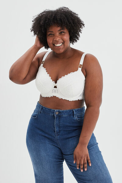 Soutien-gorge emboîtant dentelle blanc femme grande taille