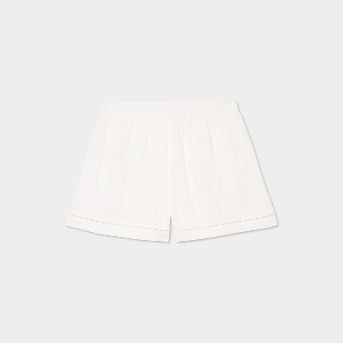 Bas de pyjama short gaze de coton blanc femme
