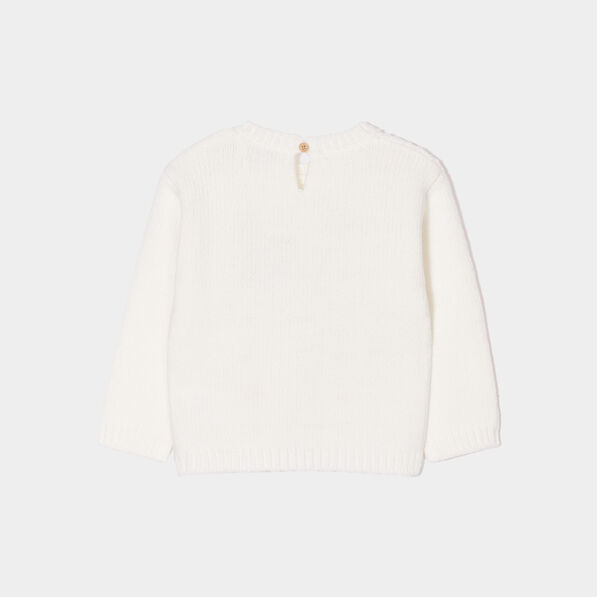 Pull broderie et torsades Creeks blanc bébé fille
