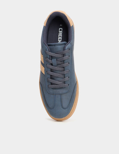 Tennis basses &agrave; lacets bleu marine homme