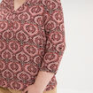 Blouse col tunisien manches 3/4 fluide marron chocolat femme grande taille