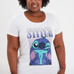 T-shirt manches courtes coton Stitch blanc femme grande taille