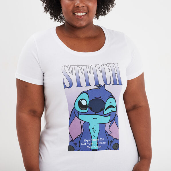 t shirt manches courtes coton stitch blanc femmegt T-shirt manches courtes coton Stitch blanc femme grande taille