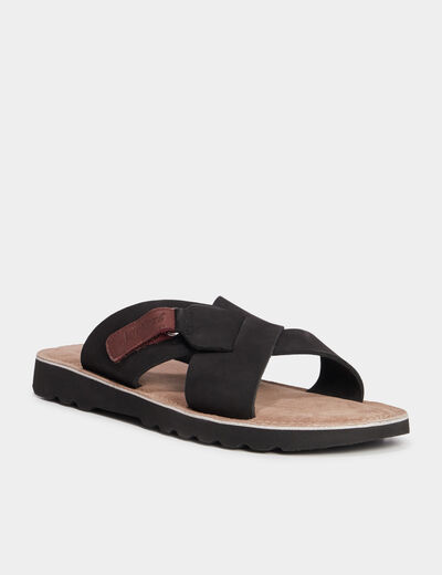 Sandales en cuir noir homme
