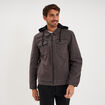 Veste doubl&eacute;e capuche amovible en coton gris fonc&eacute; homme