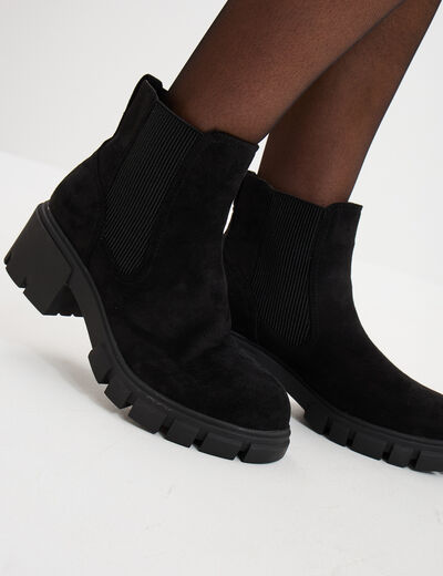 Bottines chelsea talons crantés noir femme