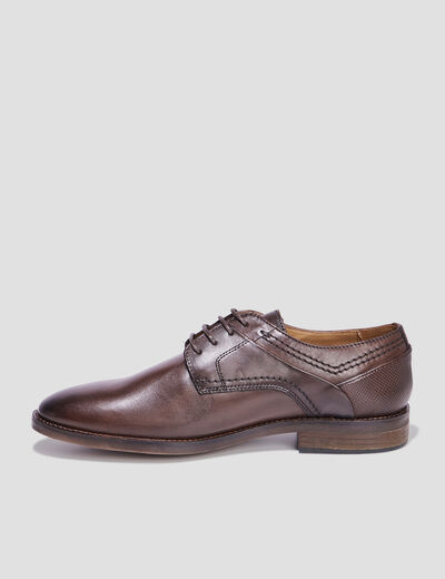 Derbies à lacets en cuir marron homme