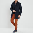 Manteau mi-long col montant bleu marine homme