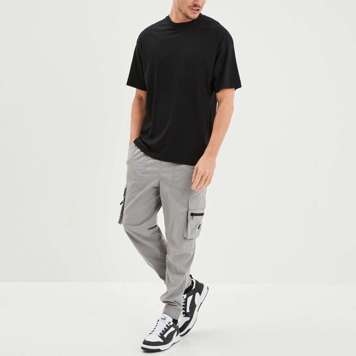 Pantalon cargo avec boucle gris homme