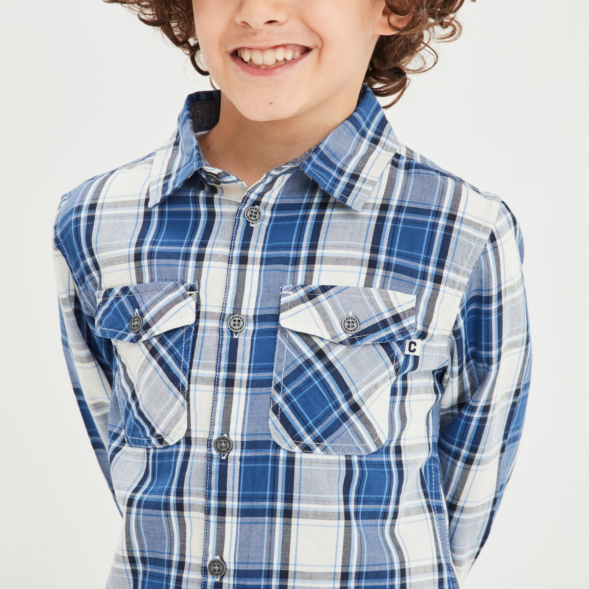 Chemise manches longues Creeks bleu garçon