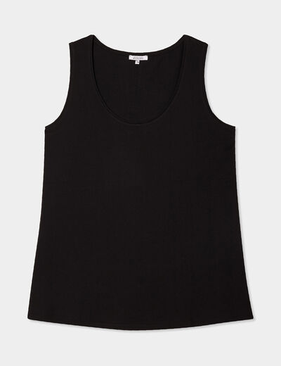 Débardeur ajusté sans manches coton noir femme grande taille