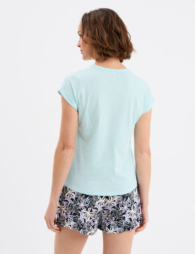 Ensemble pyjama short et t-shirt bleu marine femme