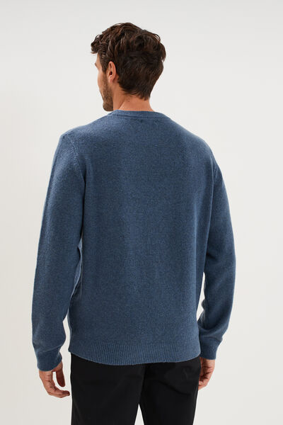 Pull col rond manches longues bleu gris homme