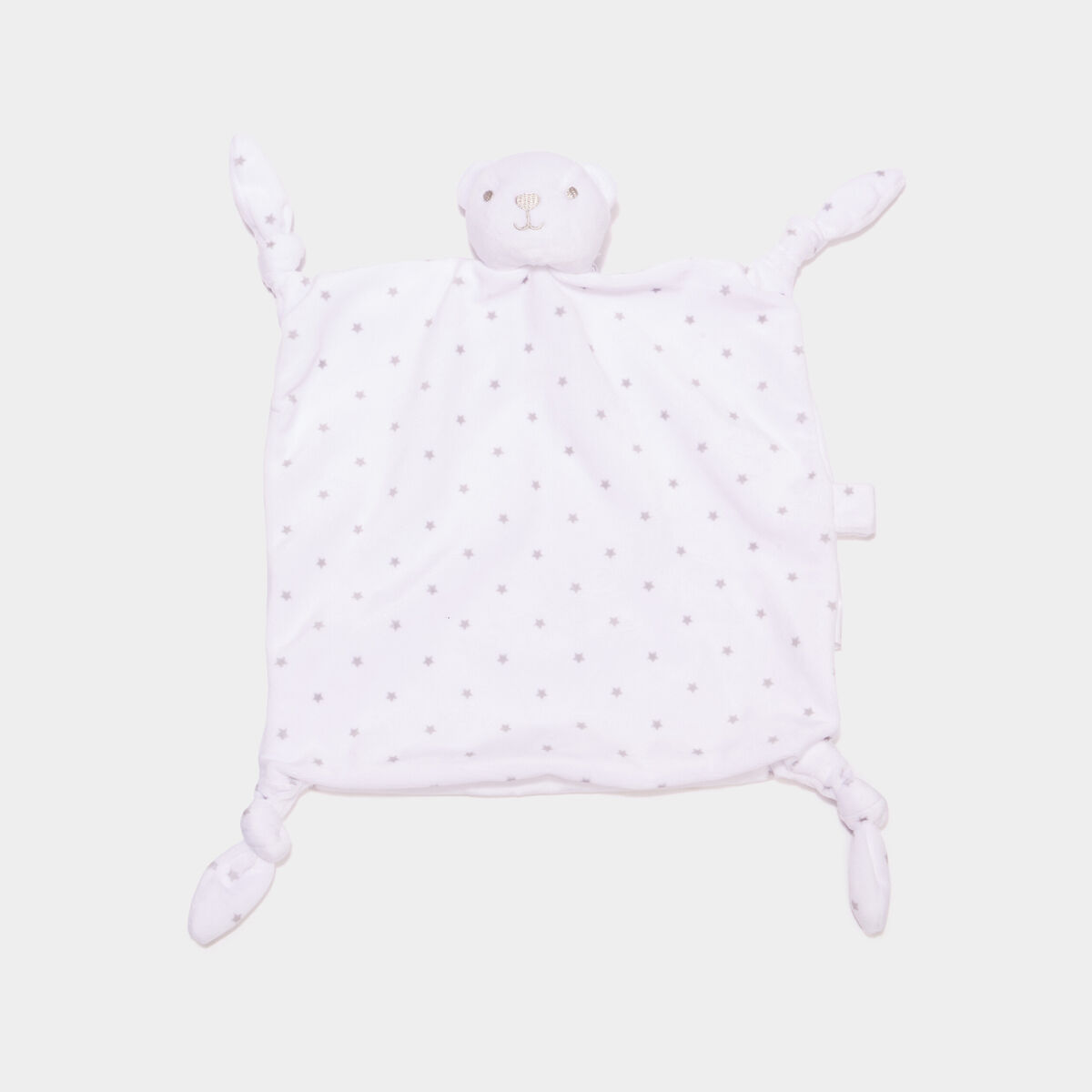Doudou ours carr&eacute; effet velours blanc b&eacute;b&eacute;