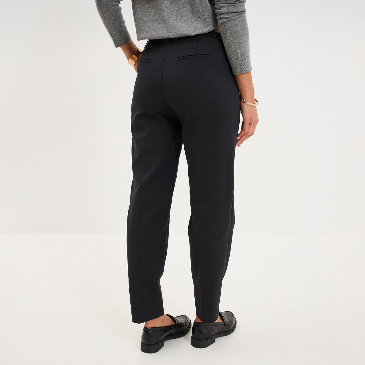 Pantalon chino ceinture amovible noir femme