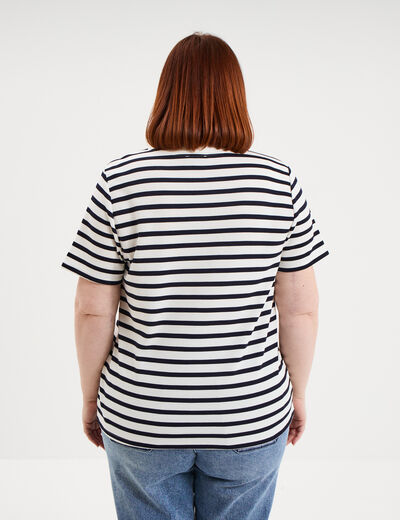 T-shirt manches courtes avec boutons ecru femme grande taille
