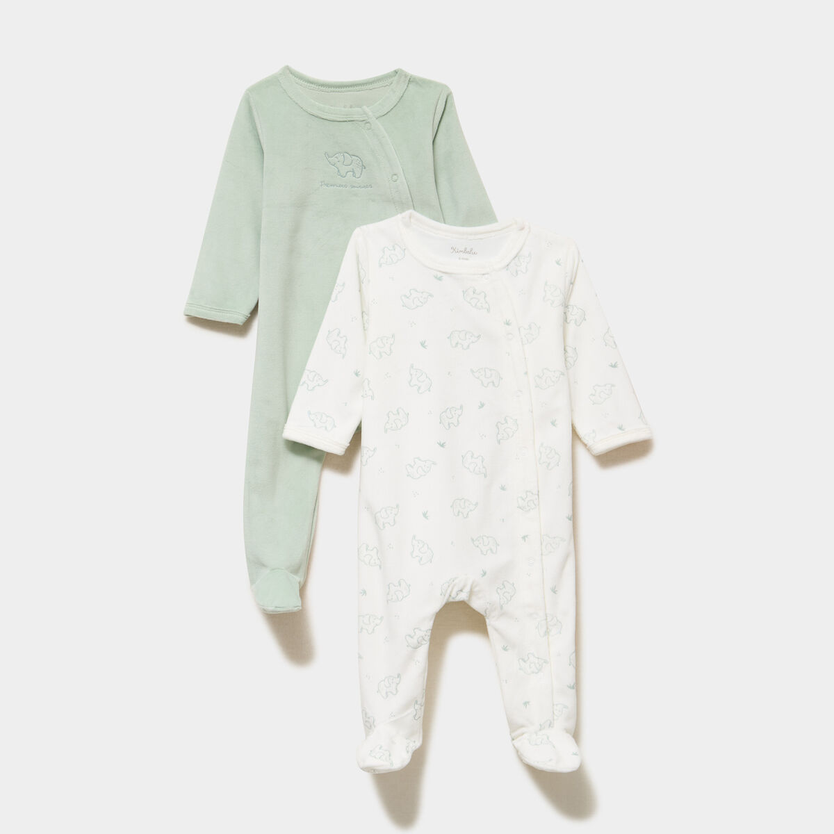 Lot 2 dors-bien velours manches longues ecru b&eacute;b&eacute;