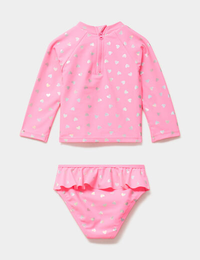 Ensemble de bain UV t-shirt et culotte rose fluo b&eacute;b&eacute; fille