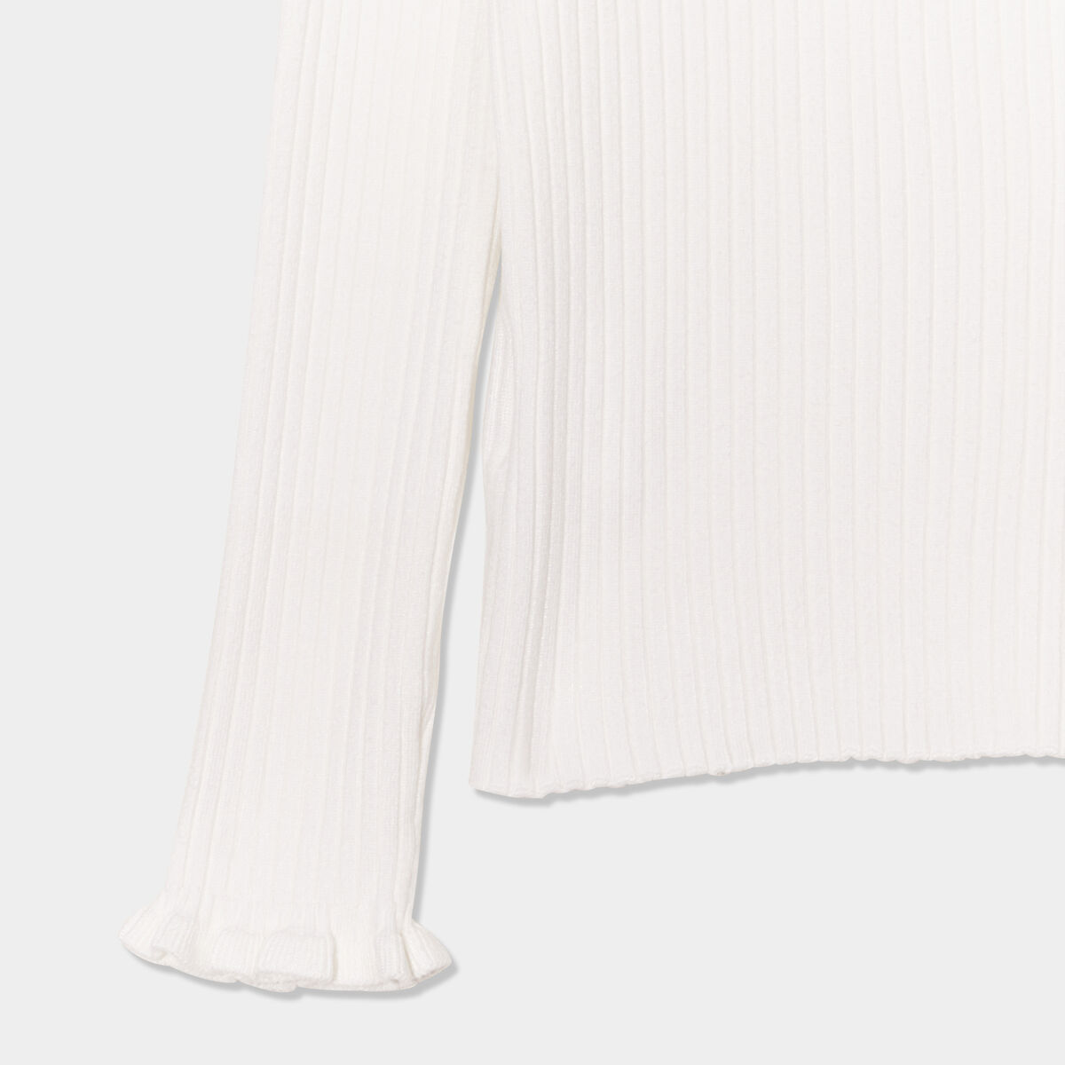 Pull c&ocirc;tel&eacute; ajust&eacute; manches longues ivoire fille
