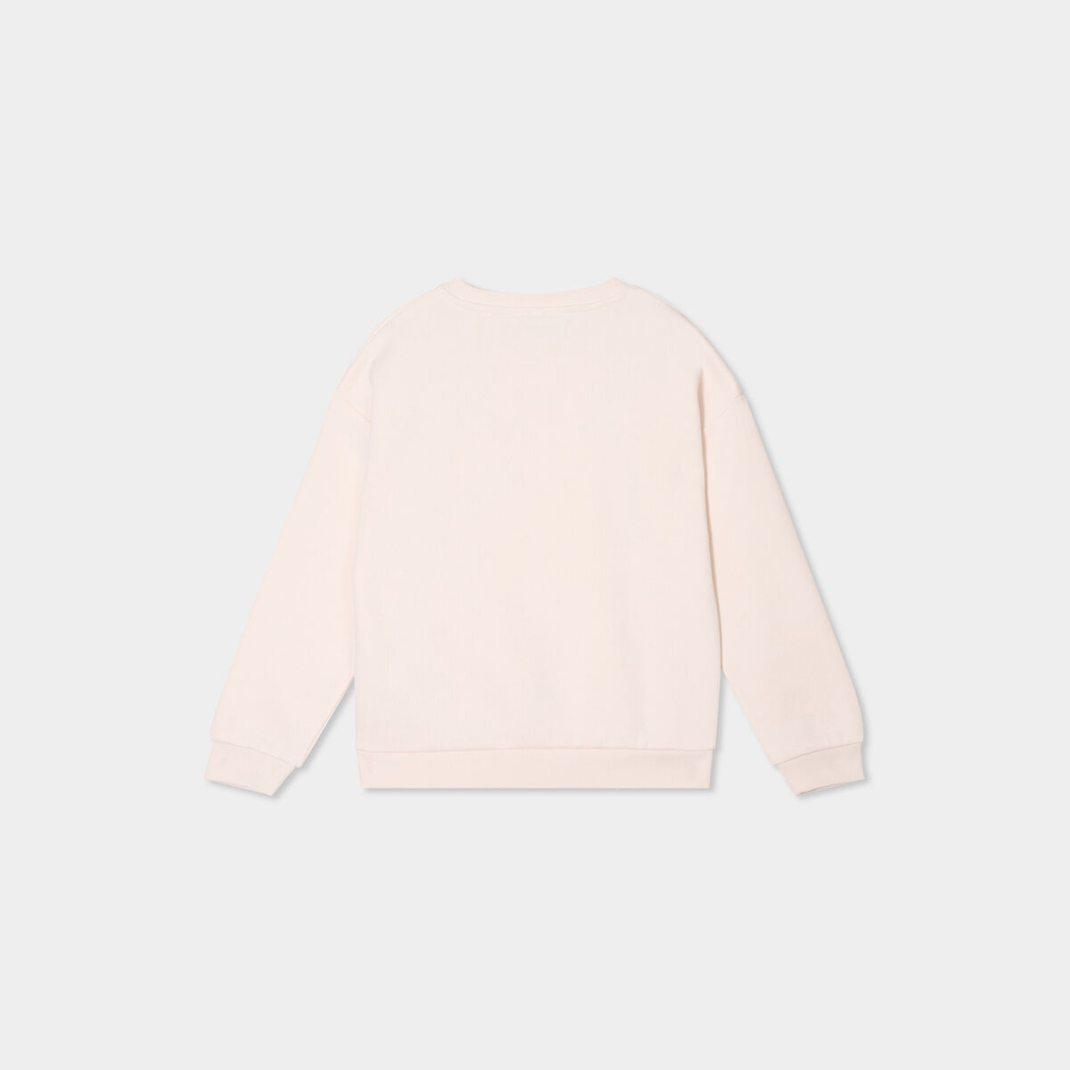 Sweat col rond manches longues creme fille