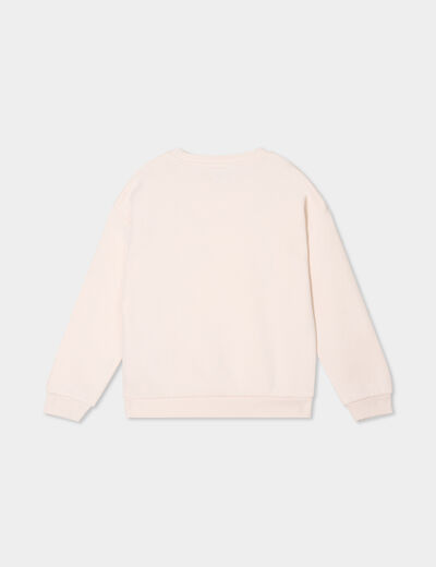 Sweat col rond manches longues creme fille