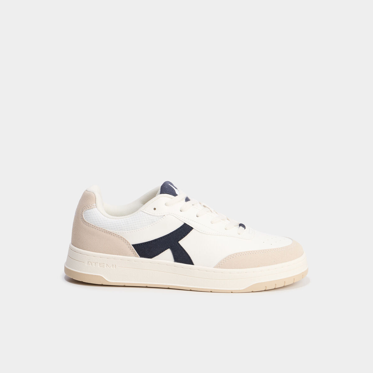 Tennis basses &agrave; lacets semelle plate bleu marine homme