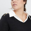 Pull empiècement chemisier noir femme grande taille