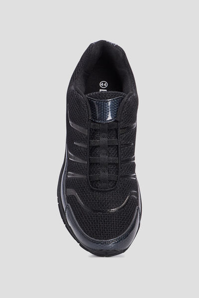 Baskets plates running élastiquées noir homme