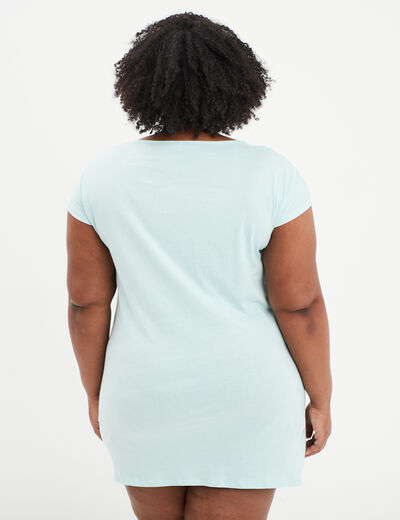 Chemise de nuit manches courtes bleu turquoise femme grande taille