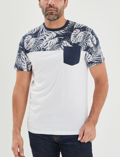 T-shirt manches courtes poche poitrine blanc homme