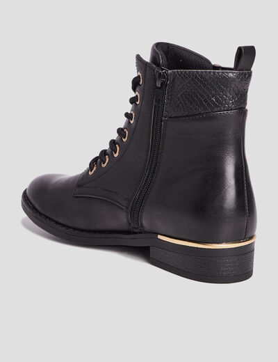 Bottines zipp&eacute;es d&eacute;tail talon noir femme