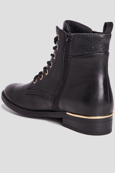 Bottines zipp&eacute;es d&eacute;tail talon noir femme