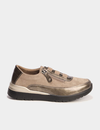Baskets zipp&eacute;es confort marron fonc&eacute; femme