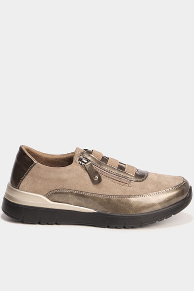 Baskets zipp&eacute;es confort marron fonc&eacute; femme
