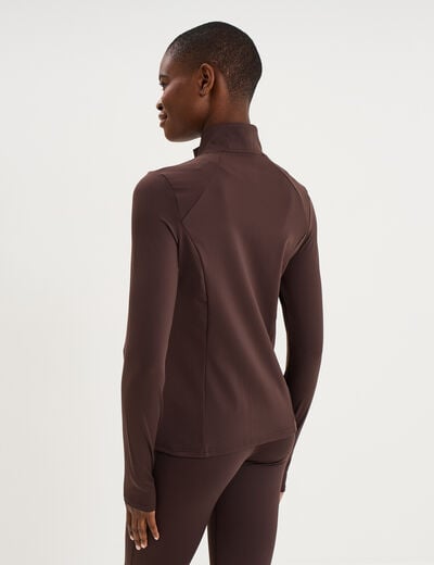 Veste de sport ajust&eacute;e avec fermeture marron fonc&eacute; femme