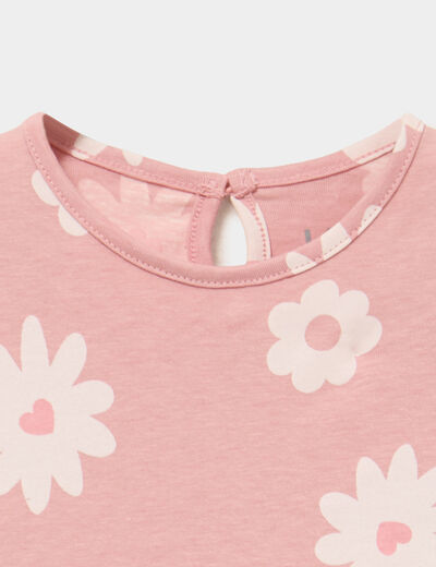 T-shirt manches longues coton rose b&eacute;b&eacute; fille