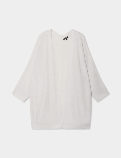 Gilet chauve-souris mi-long gris argent femme