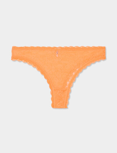 Tanga en dentelle orange femme