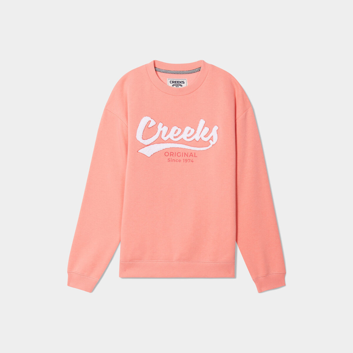 Sweat col rond manches longues Creeks rose saumon femme