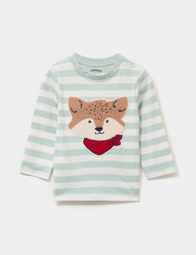 T-shirt manches longues coton vert pastel bébé garçon