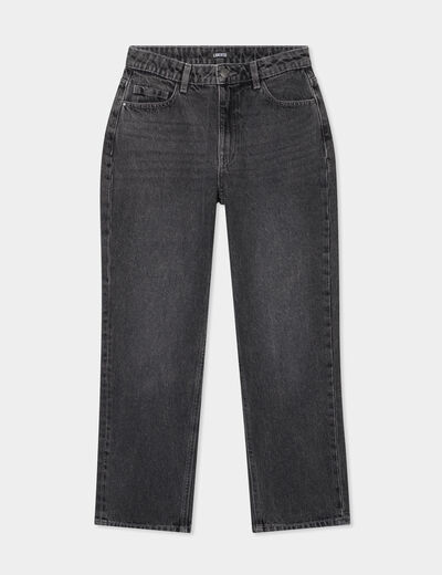 Jeans droit 7/8ème coton denim gris femme