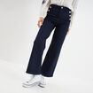 Jeans flare 7/8ème taille haute coton denim brut femme