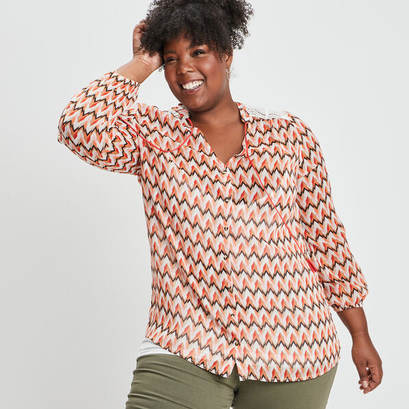 Blouse manches 3/4 ecru femme grande taille