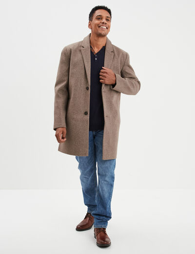Pull col tunisien manches longues bleu marine homme